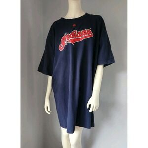 Vtg Majestic Cleveland Indians T-Shirt Sleep Shirt Dress Nightgown Mens 4XL Tall